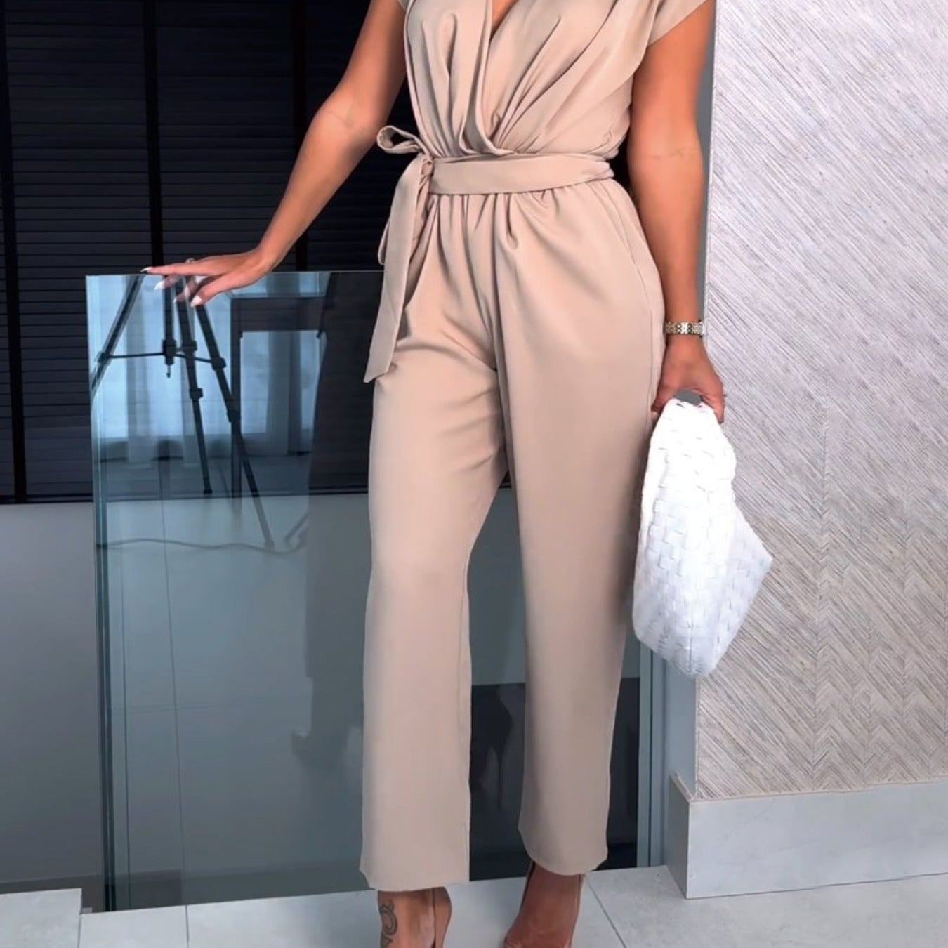 Dames Jumpsuit Zomer Korte Mouwen Taille Accentuering - Mode Vibes