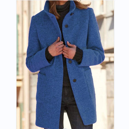 Damesjas Wollen Klassiek met Knoopsluiting Retro Stijl