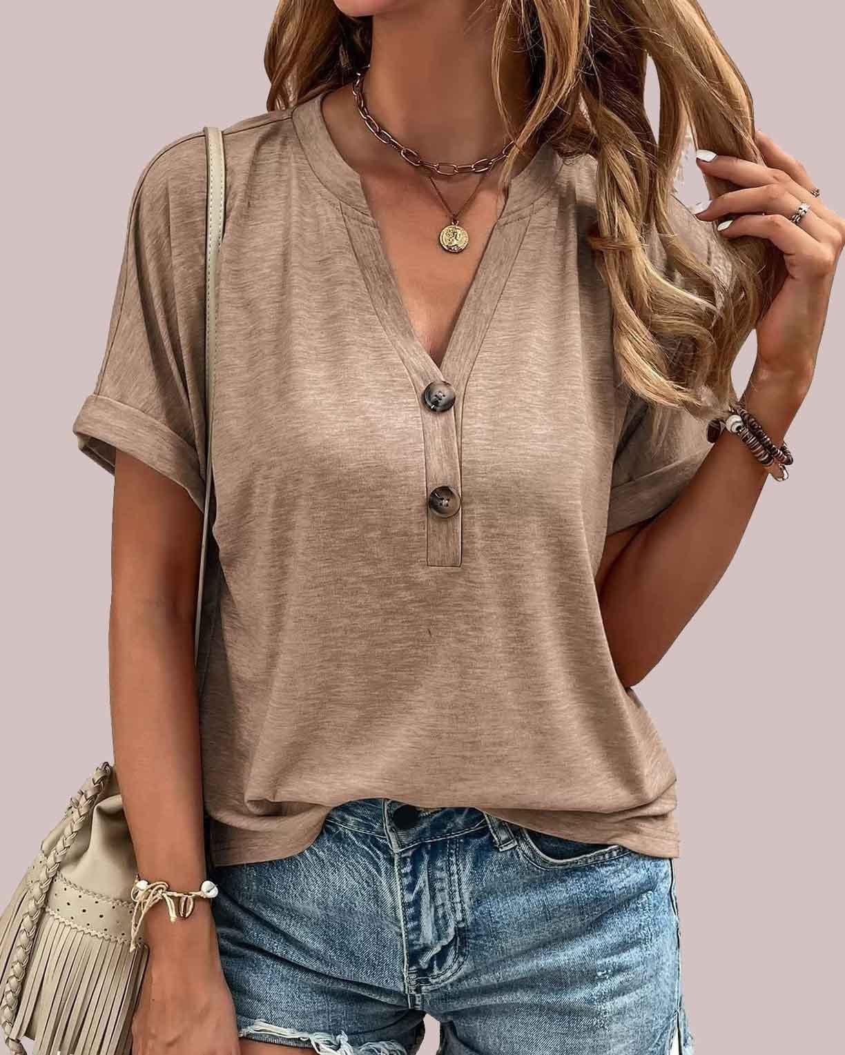 Stijlvolle Rey V-hals Knoopblouse
