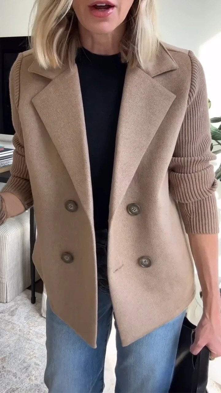 Sasha Casual Blazerjas – Zachte Ribgebreide Dames Blazer