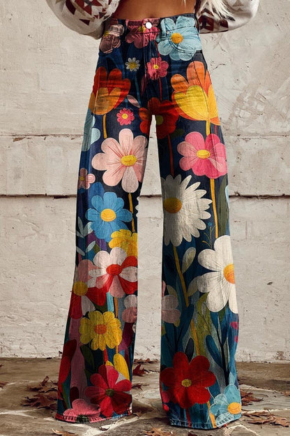Mila Bloemen Jeans Comfortabele Speelse Broek - Mode Vibes
