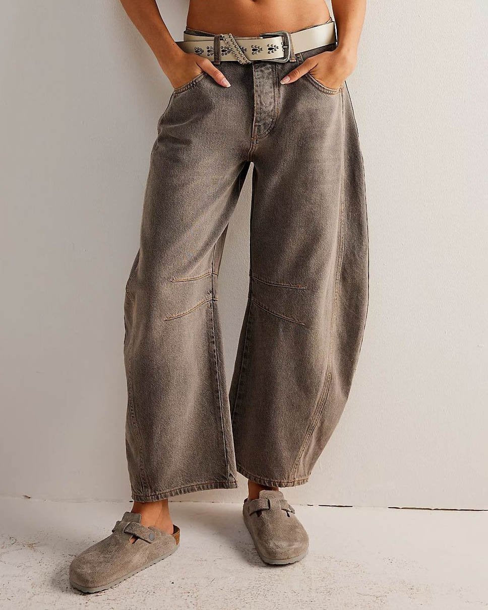 Mid Rise Barrel Jeans voor Dames