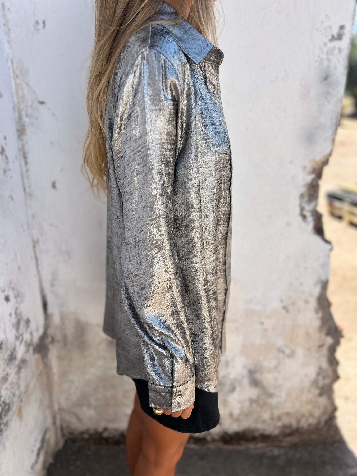Bella Metalen Blouse voor Glanzende Elegante Avonden