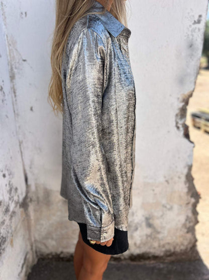 Bella Metalen Blouse voor Glanzende Elegante Avonden