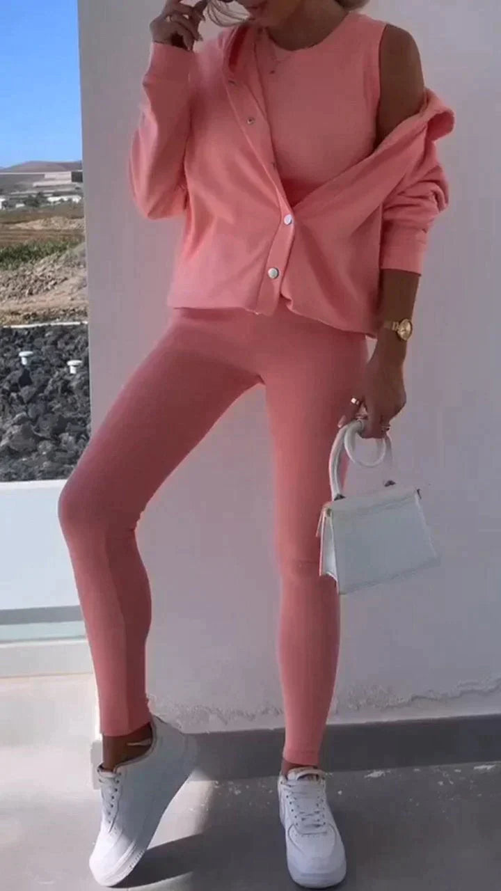 Dames Sportset: Kapuzenjack, Top en Broek