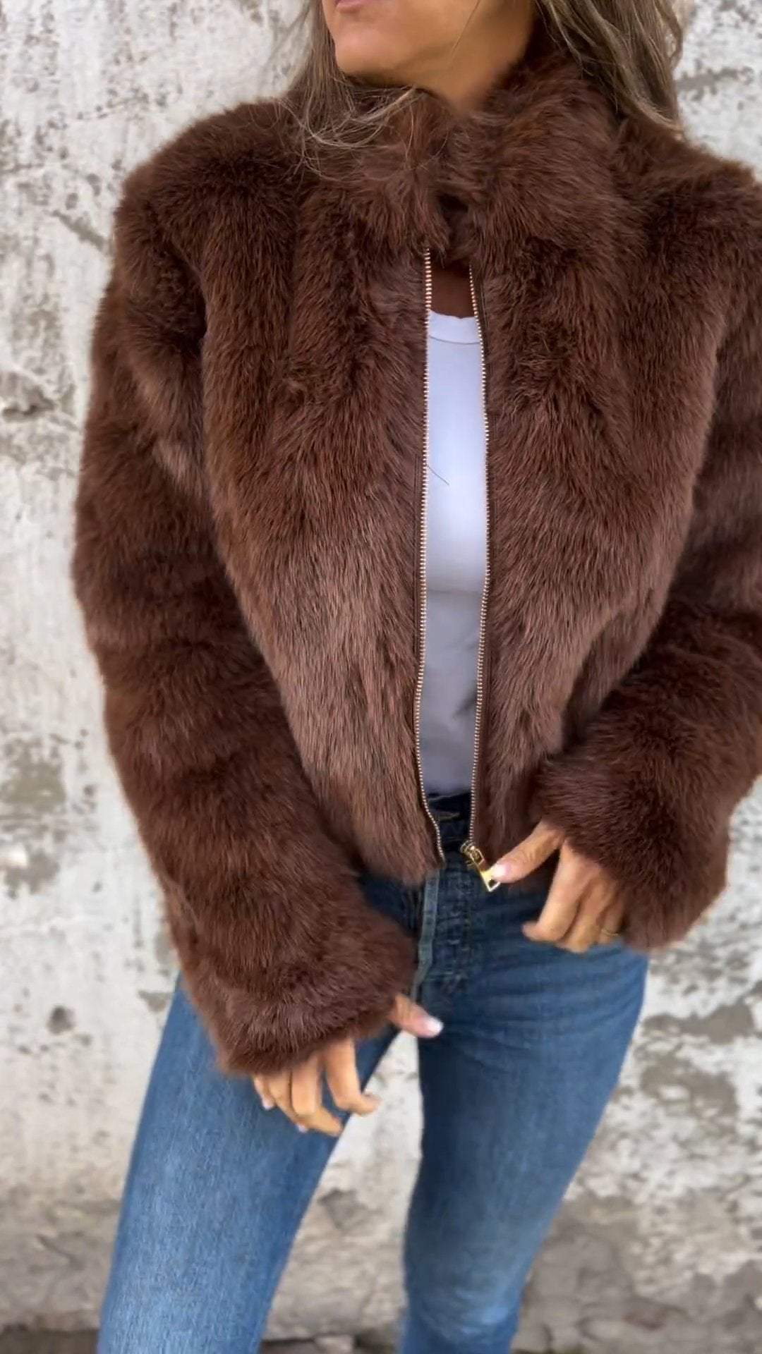Dames Faux Fur Jas Elegante Bontjas Look