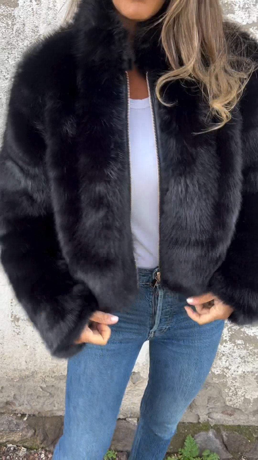 Dames Faux Fur Jas Elegante Bontjas Look