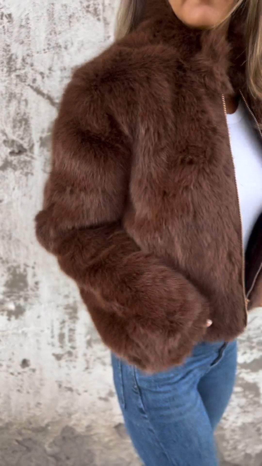 Dames Faux Fur Jas Elegante Bontjas Look