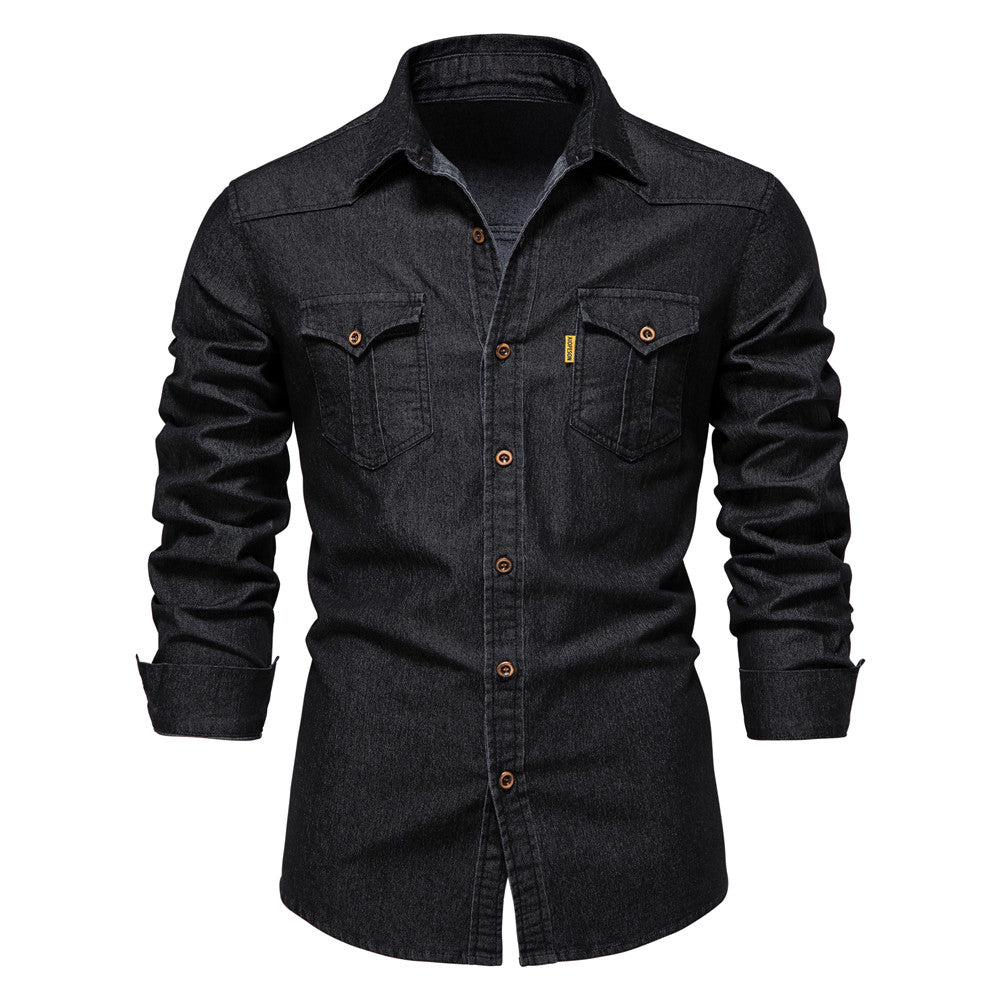 Heren Overhemd Denim Blauw Casual Styling - Mode Vibes