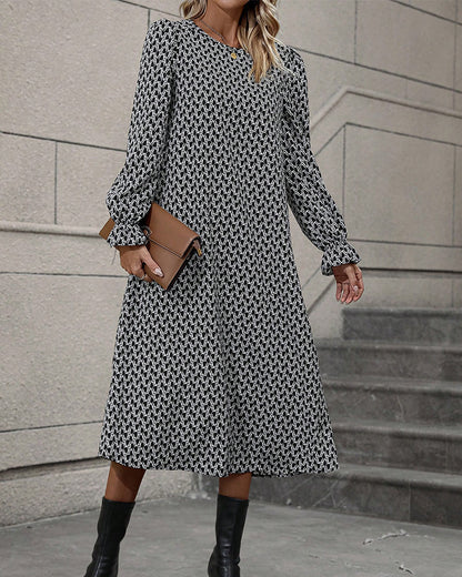 Ronde Hals Jurk met Leuke Print - Mode Vibes