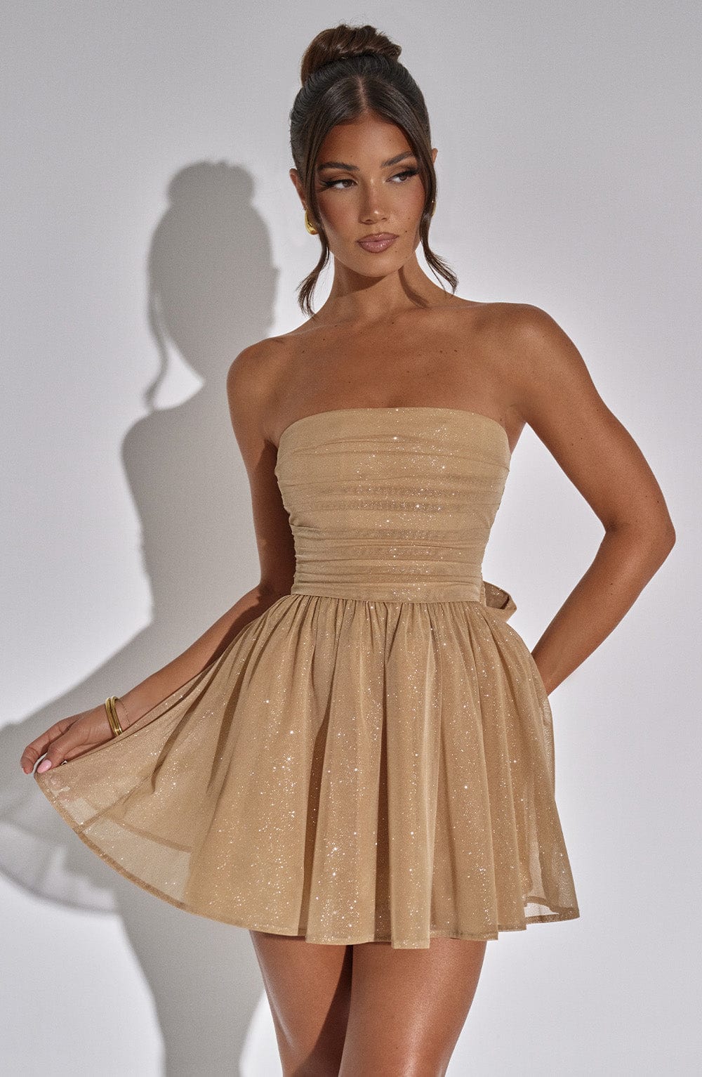 Mini Jurk met Glitter Rok Korte Jurk Feestjurk