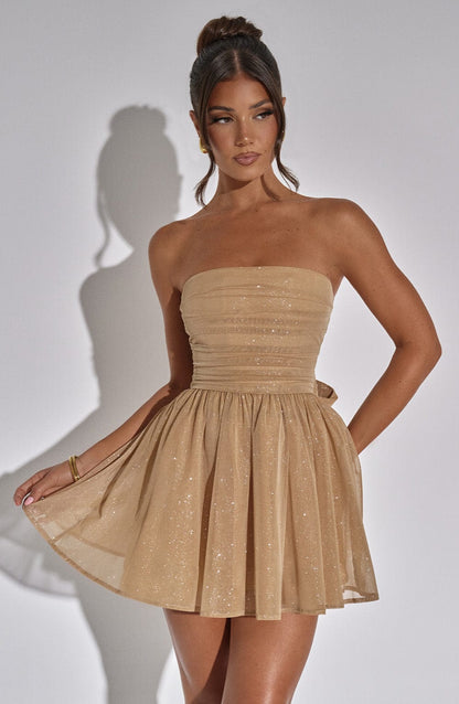 Mini Jurk met Glitter Rok Korte Jurk Feestjurk