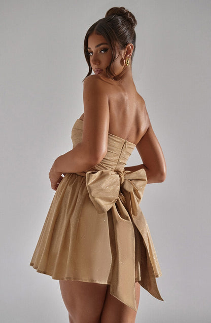 Mini Jurk met Glitter Rok Korte Jurk Feestjurk