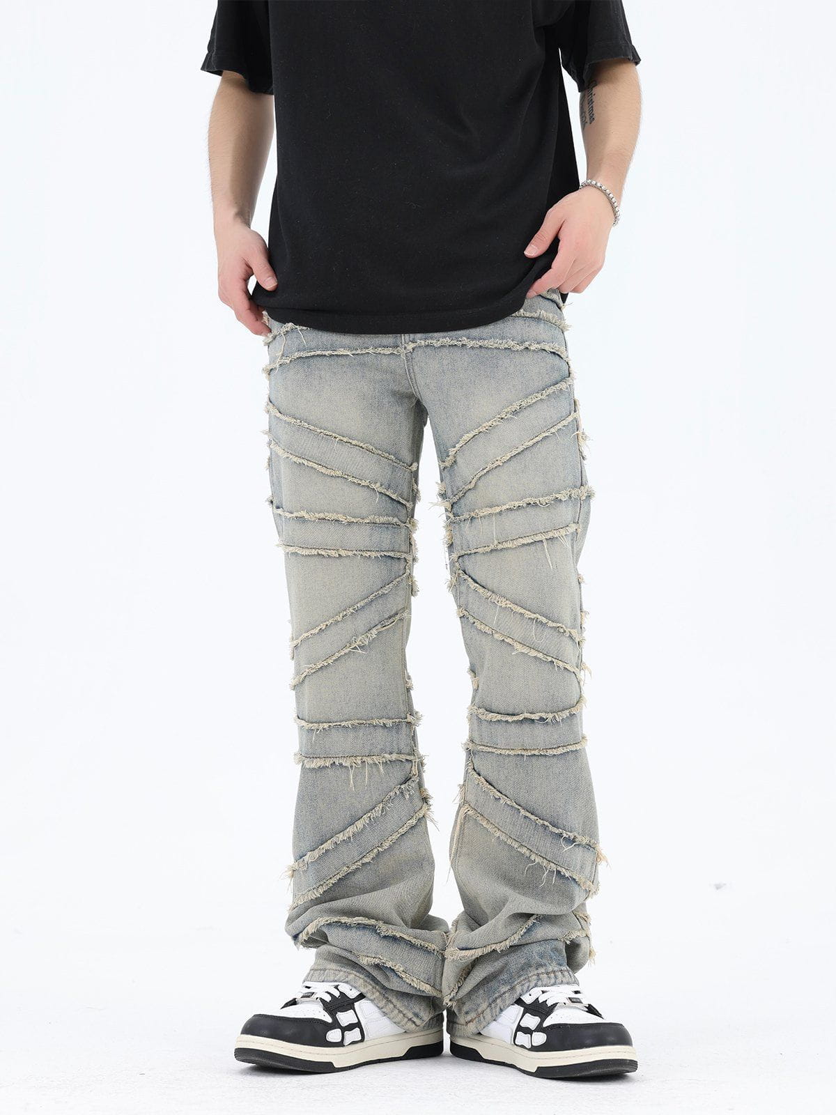 Jeans voor Heren met Franjes en Losse Pasvorm - Mode Vibes
