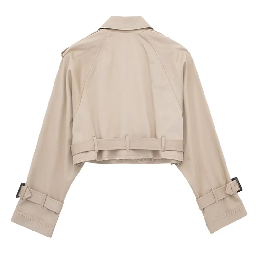 Klassieke Korte Trenchcoat Stijlvol Vintage Look