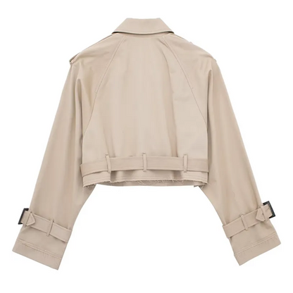 Klassieke Korte Trenchcoat Stijlvol Vintage Look
