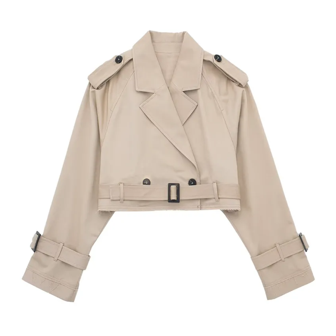 Klassieke Korte Trenchcoat Stijlvol Vintage Look