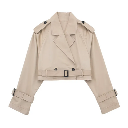 Klassieke Korte Trenchcoat Stijlvol Vintage Look