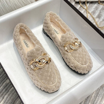Warme Winter Loafers Met Glitter Effect