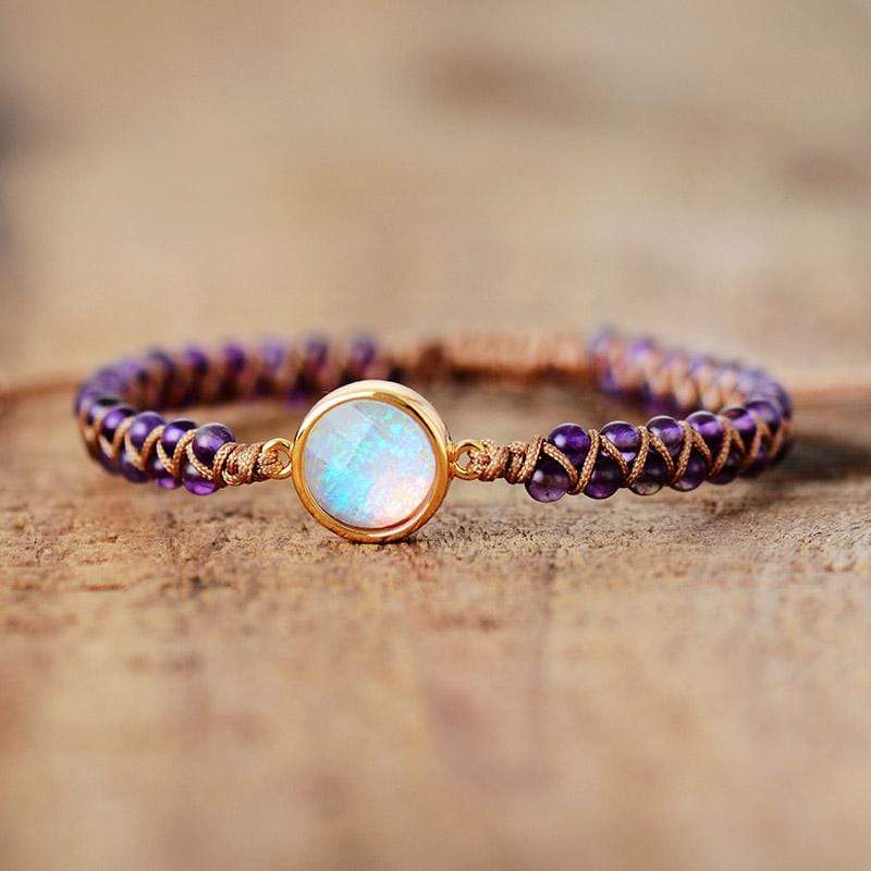 Yoga Armband met Amethist en Opaal Edelsteen