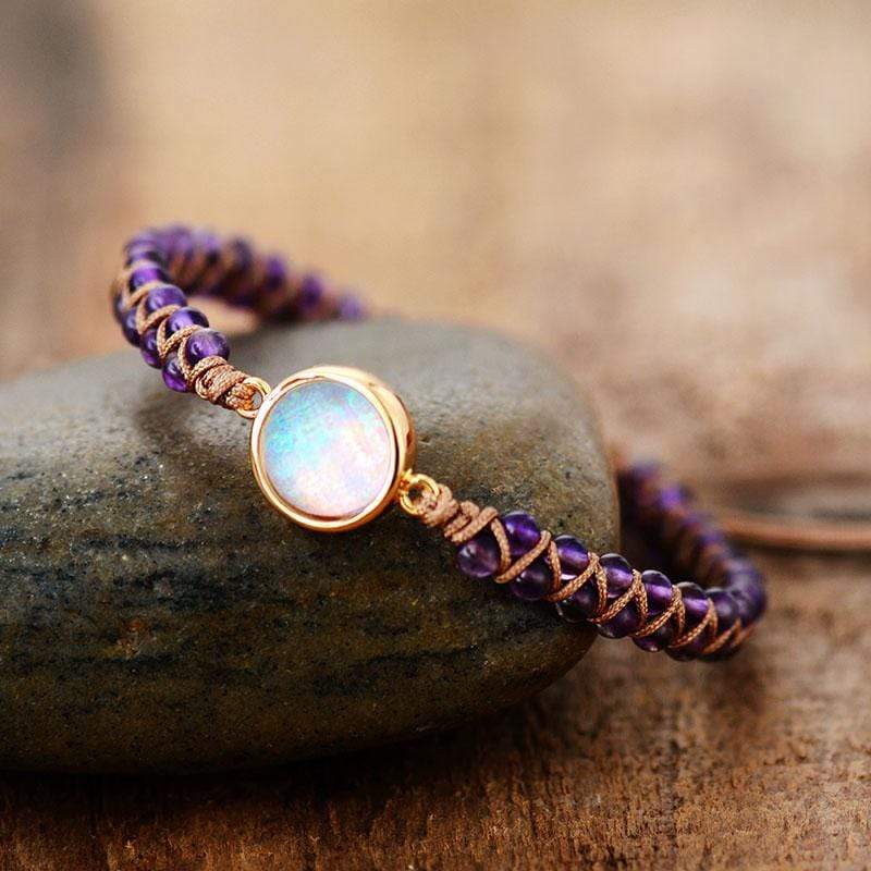 Yoga Armband met Amethist en Opaal Edelsteen - Mode Vibes