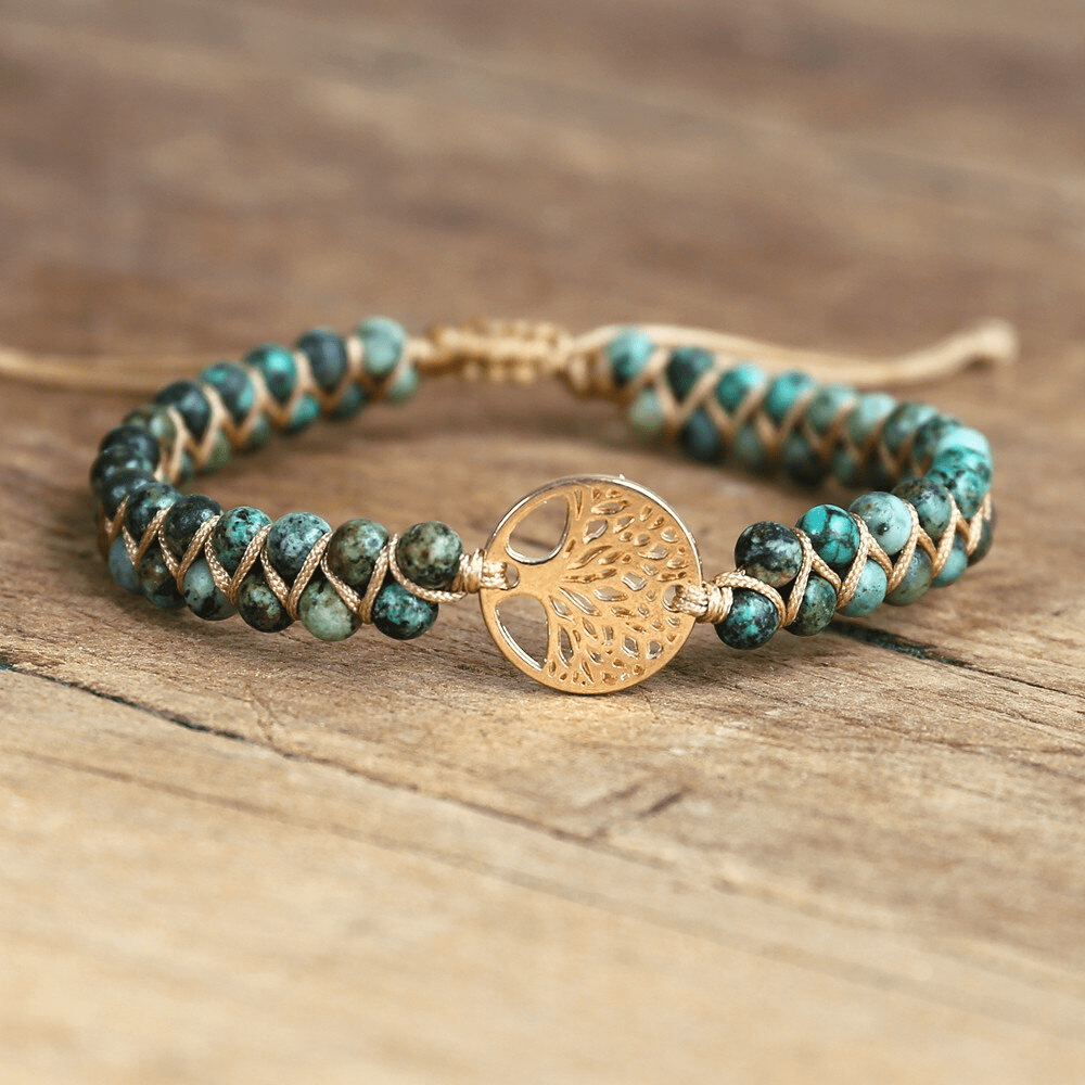 Auralyn Armband met Levensboom en Afrikaanse Jaspis Edelsteen