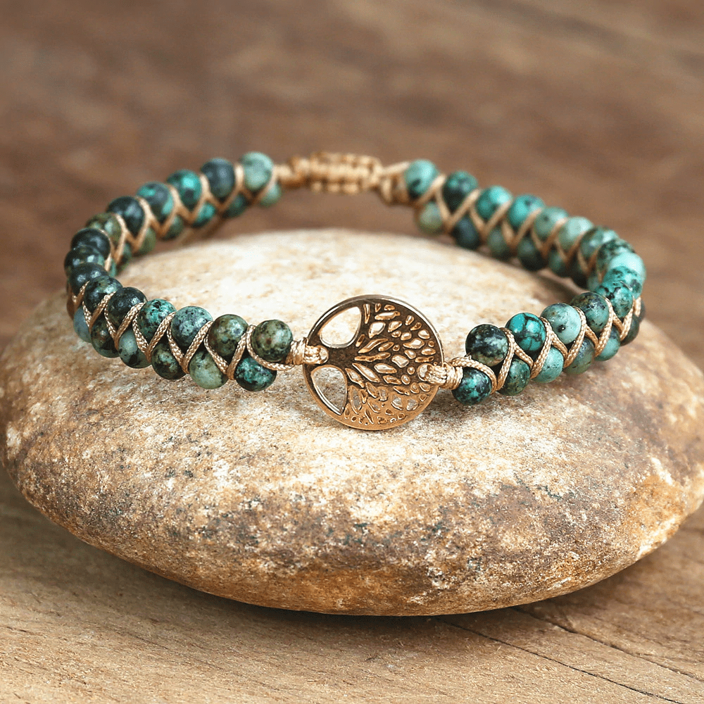 Auralyn Armband met Levensboom en Afrikaanse Jaspis Edelsteen