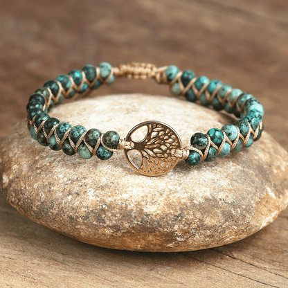 Auralyn Armband met Levensboom en Afrikaanse Jaspis Edelsteen