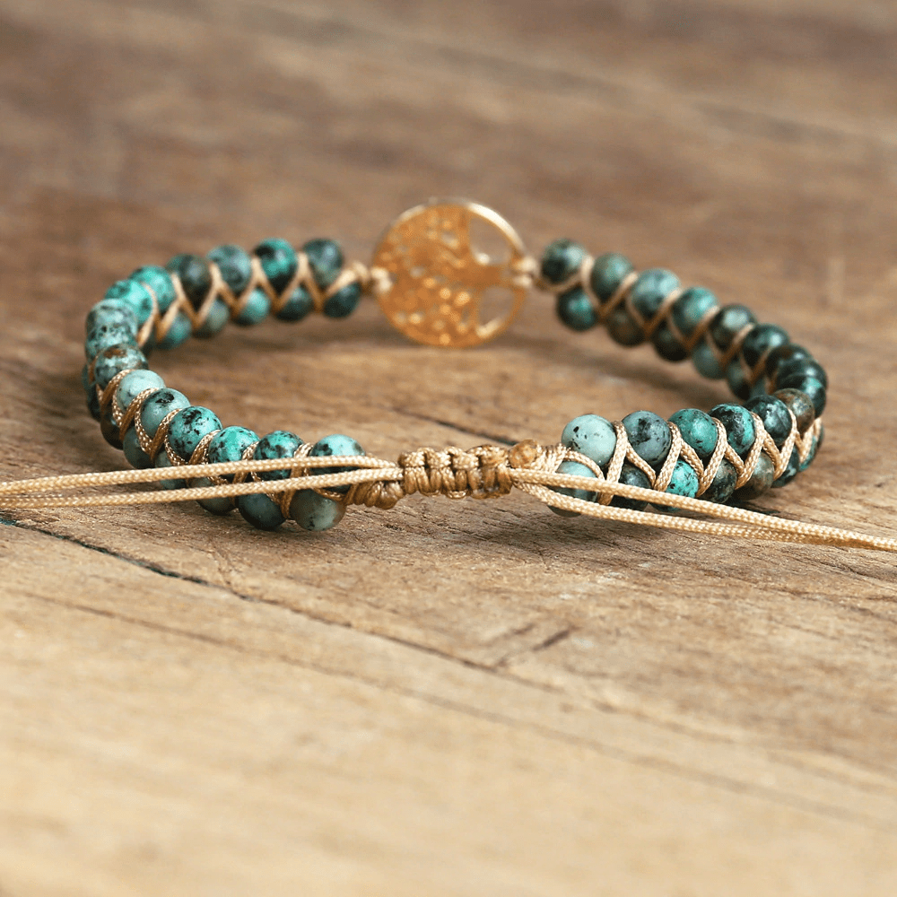 Auralyn Armband met Levensboom en Afrikaanse Jaspis Edelsteen