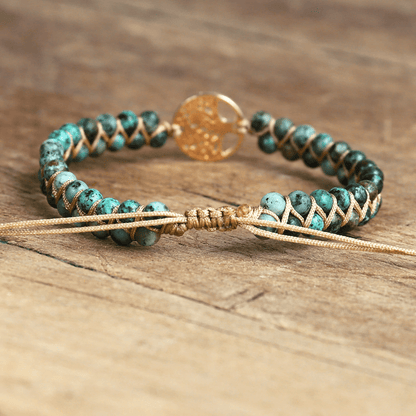 Auralyn Armband met Levensboom en Afrikaanse Jaspis Edelsteen