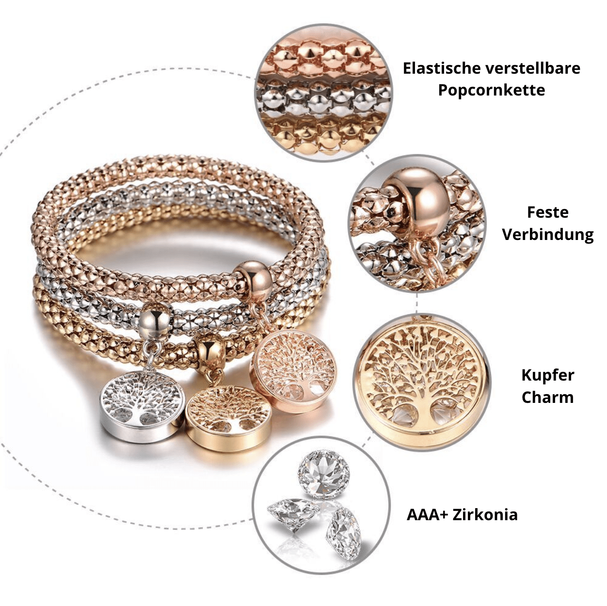 Boom des Levens Armband Set 3-delig Zilver Liora
