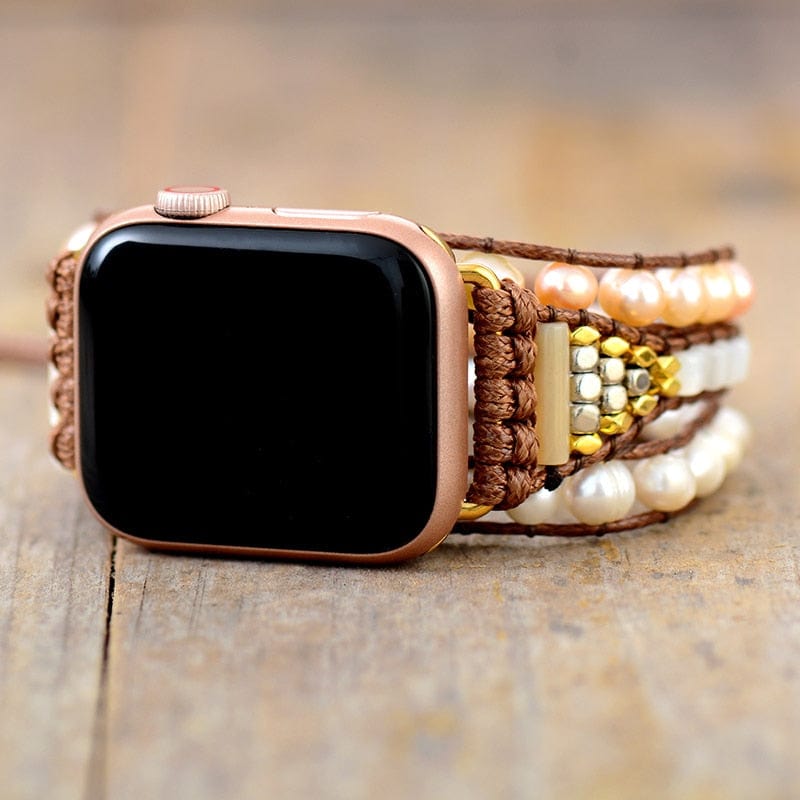 Parel Apple Watch Bandje - Elégant Wit Leer