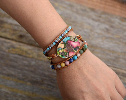 Amazoniet Armband Wikkelstijl Zilverkleurig Edelsteen