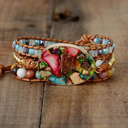 Amazoniet Armband Wikkelstijl Zilverkleurig Edelsteen