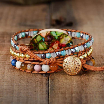 Amazoniet Armband Wikkelstijl Zilverkleurig Edelsteen