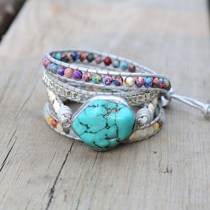 Turkoois Armband Genezend Steen Wikkel Design