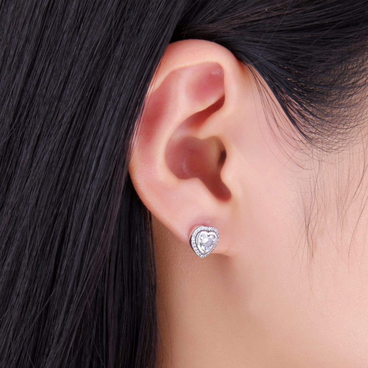 Zirkonia Oorbellen Hartvormig Zilver Kleur