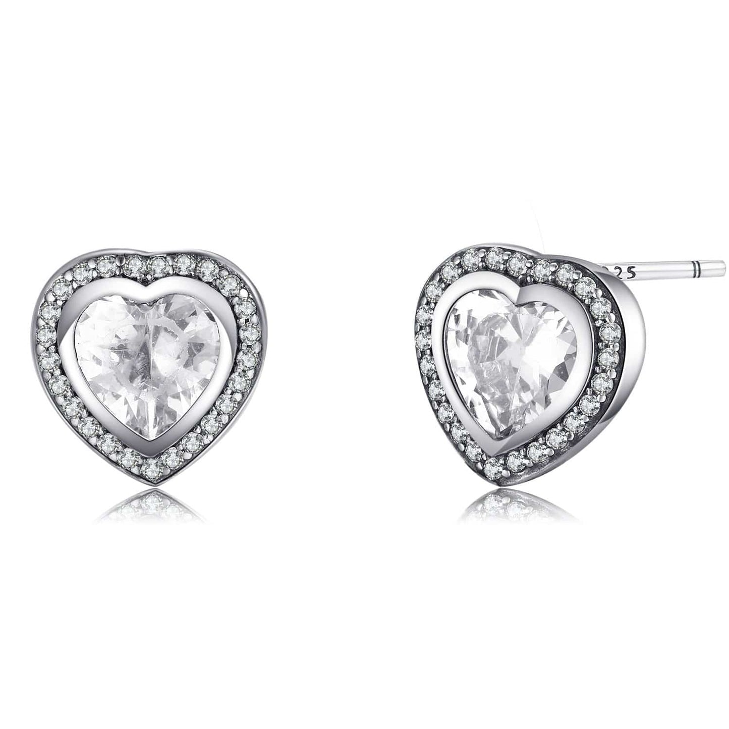 Zirkonia Oorbellen Hartvormig Zilver Kleur