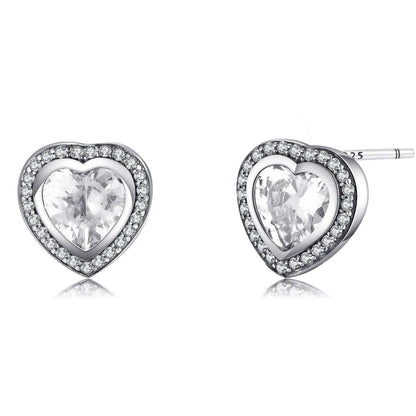 Zirkonia Oorbellen Hartvormig Zilver Kleur