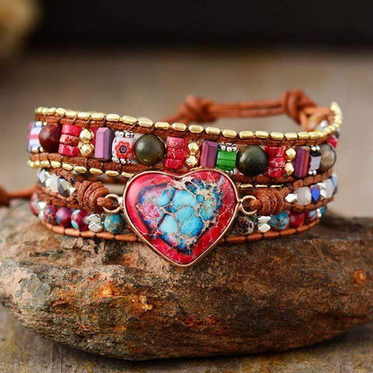 Jaspis Armband Hartvormig Levendig Gemstone Sieraden - Mode Vibes