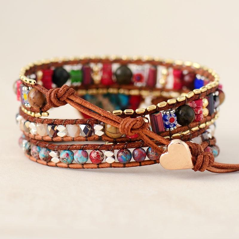 Jaspis Armband Hartvormig Levendig Gemstone Sieraden