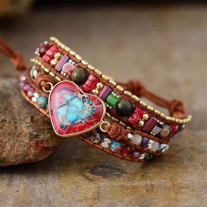Jaspis Armband Hartvormig Levendig Gemstone Sieraden