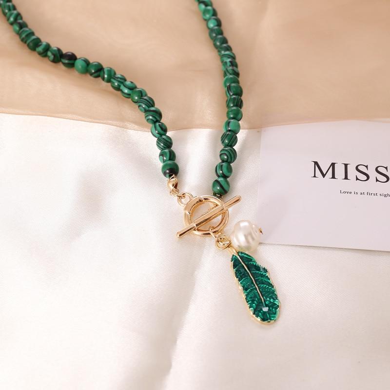 Natuursteen Halsketting Malachiet Groen Edelsteen Sieraden