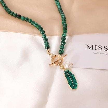 Natuursteen Halsketting Malachiet Groen Edelsteen Sieraden