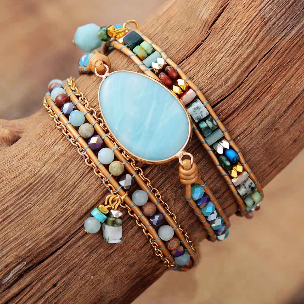 Zeeblauw Armband met Amazoniet Steen Marina Stijl - Mode Vibes