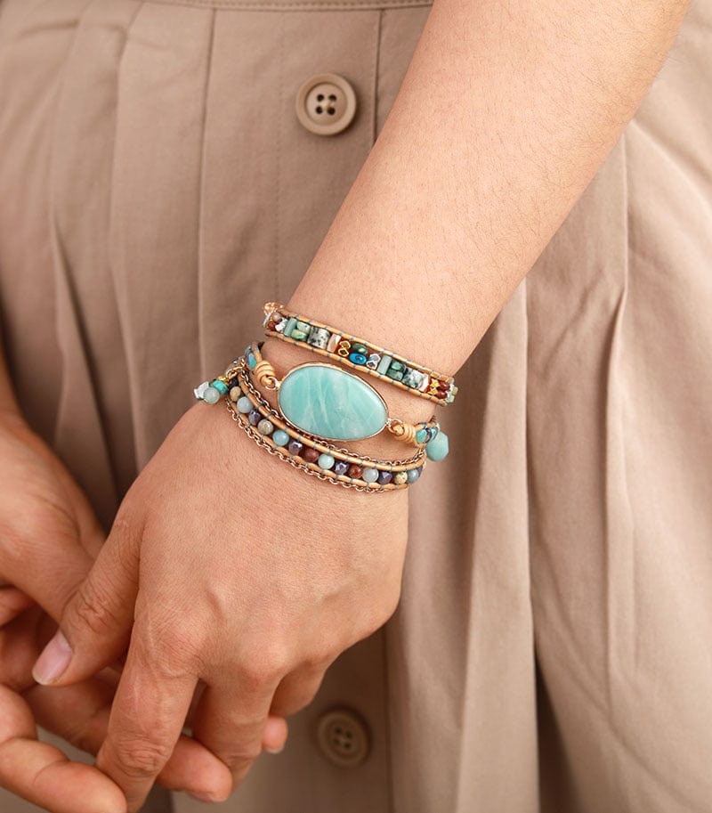 Zeeblauw Armband met Amazoniet Steen Marina Stijl