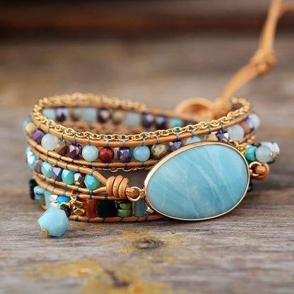 Zeeblauw Armband met Amazoniet Steen Marina Stijl