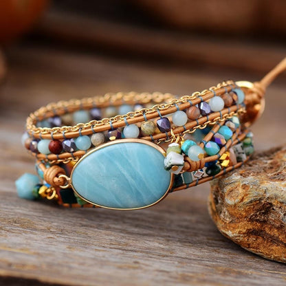 Zeeblauw Armband met Amazoniet Steen Marina Stijl