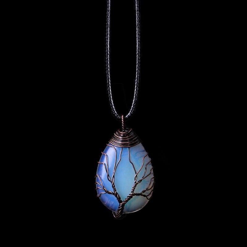 Ketting met Opaliet Druppel Zilverkleurig Elegant - Mode Vibes