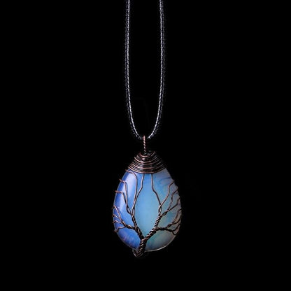 Ketting met Opaliet Druppel Zilverkleurig Elegant - Mode Vibes